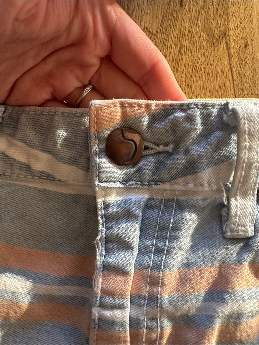 Joe's Jeans Striped High Rise Denim Shorts - Picture 4 of 6